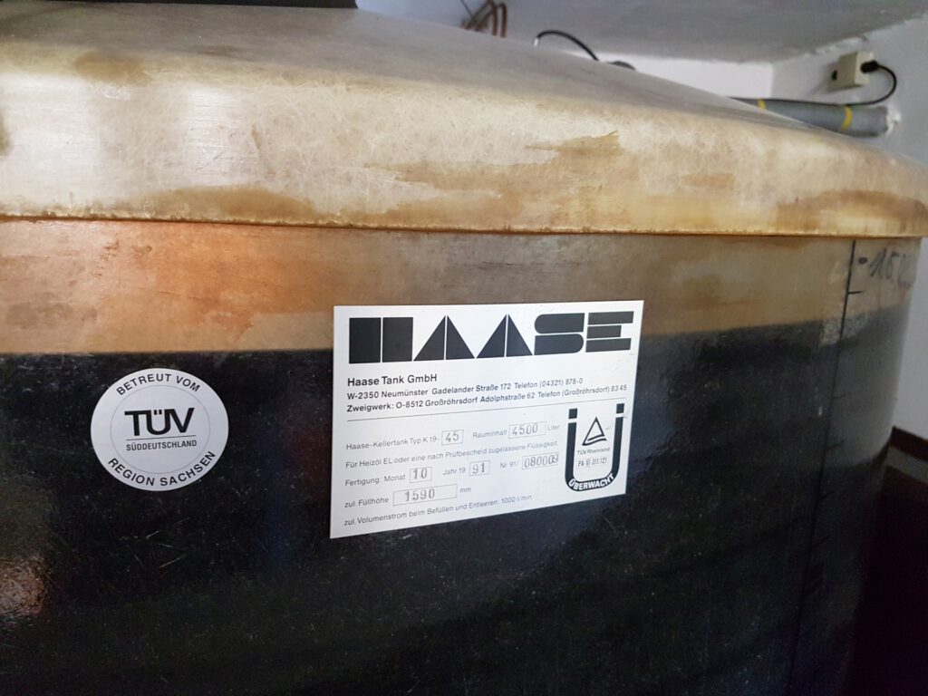 Der Tank war einer der ersten Kellertanks von Haase: Herstellung Herbst 1981.