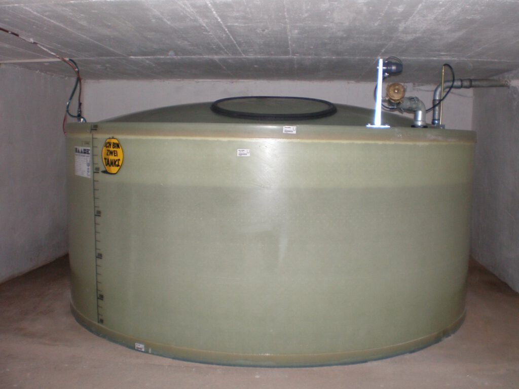 Haase-Kellertank K 25-50D Füllvolumen 4.800 Liter, Durchmesser 2,50 m, Mantelhöhe 1,05 m
