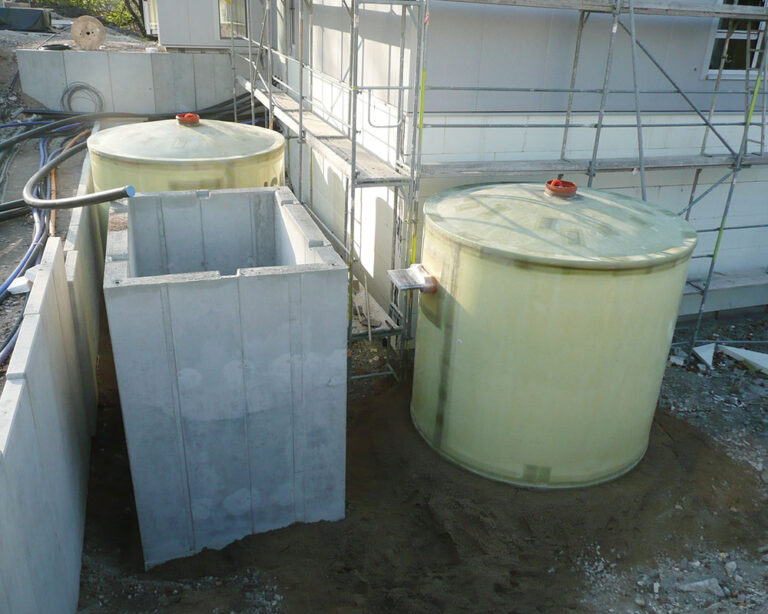 The underground hot water tanks are insulated with PU foam and a waterproof cover made of GRP.