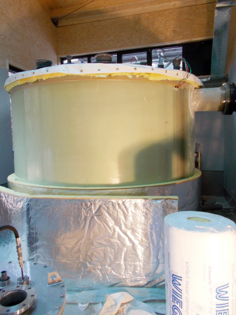 The flat-bottom tanks were assembled on site and connected to the system using a GRP flange.