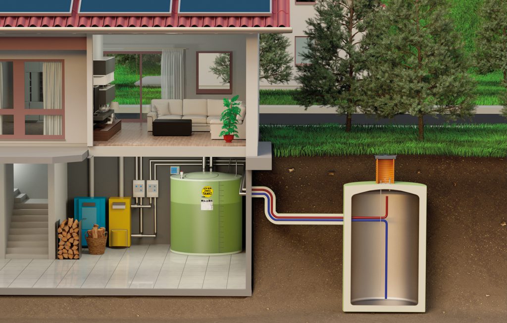 Saving heat without a basement with the underground hot water tank