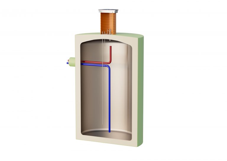 Cross-section of the Haase undeground hot water tank